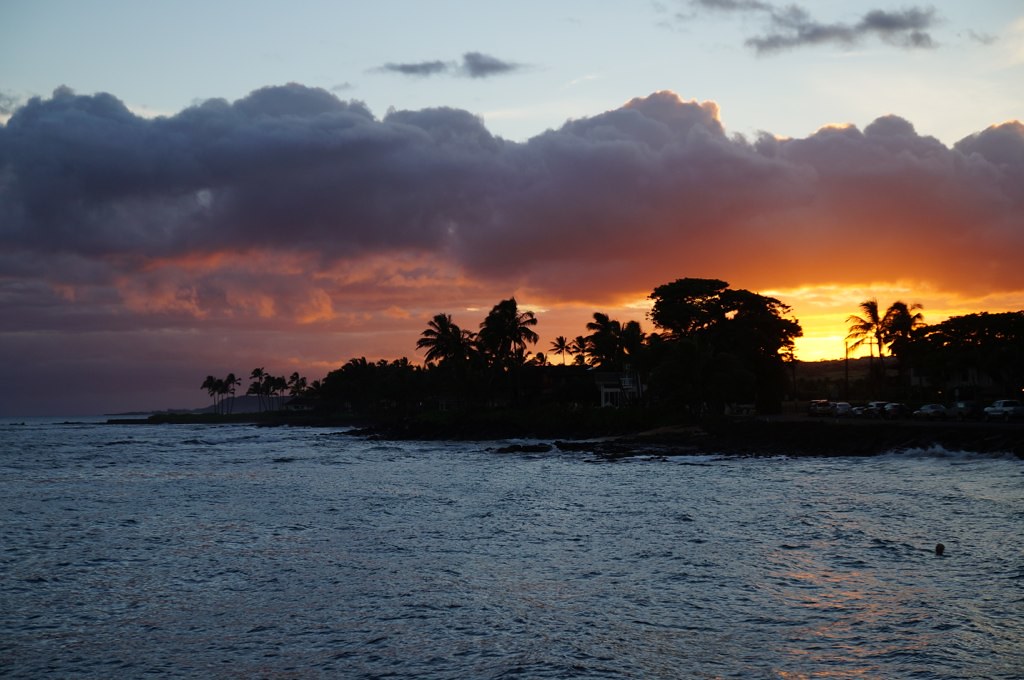 The oceanfront terrace at The Beach House at sunset