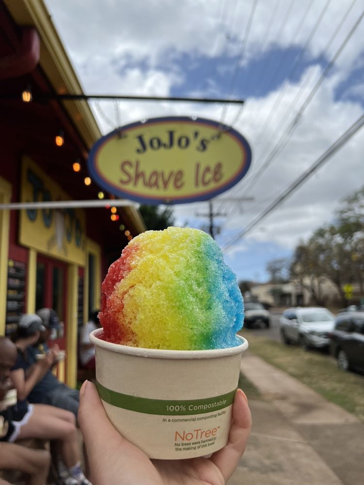 A rainbow shave ice from JoJo's