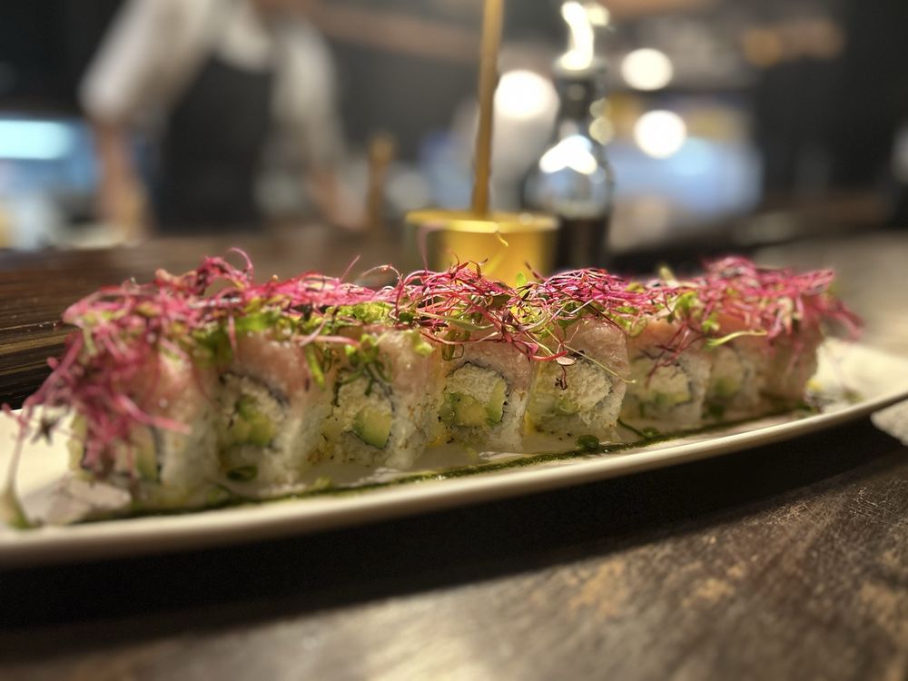 A specialty roll at Sushi Blue Wave