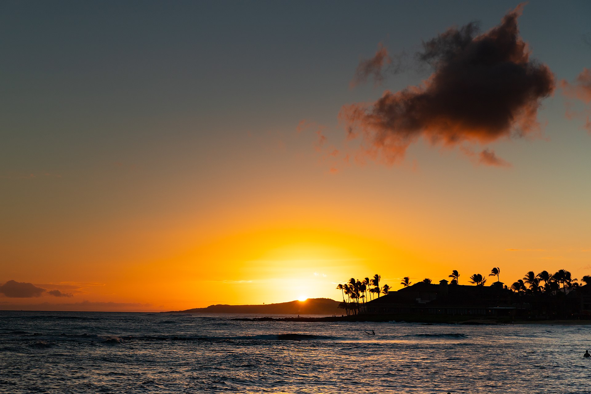 Sunset over Pō'ipū Beach
